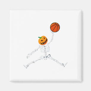 Skeleton Basketball Halloween Pumpkin Slam Dunk Magnet