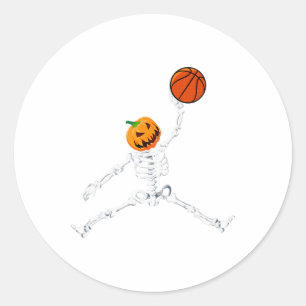 Skeleton Basketball Halloween Pumpkin Slam Dunk Runder Aufkleber