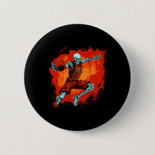 Skeleton Basketball Spieler Halloween Spooky Button