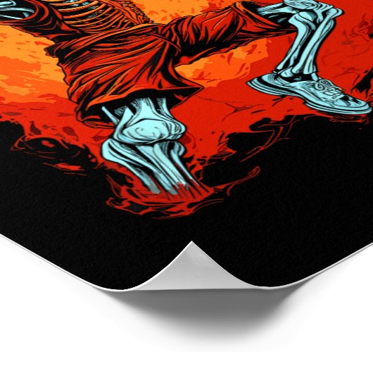 Skeleton Basketball Spieler Halloween Spooky Poster (Ecke)