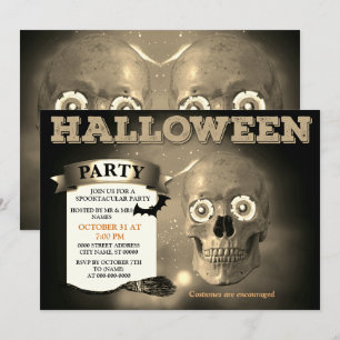 Skeleton Bat Halloween-Party Einladung