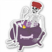 Skeleton Bathing in Cauldron Sticker (Vorderseite)