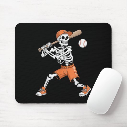 Skeleton Batting Baseball Halloween Mousepad (Mit Mouse)