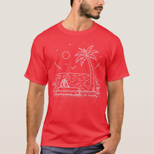 Skeleton Beach Chill Summer Nature Line Art  T-Shirt