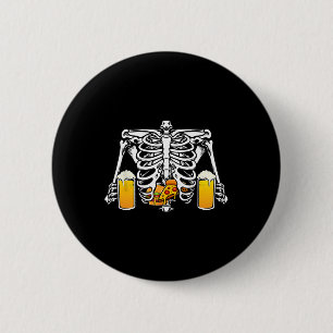 Skeleton Beer Lover Hamburger Pizza Xray Halloween Button