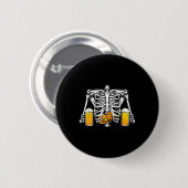 Skeleton Beer Lover Hamburger Pizza Xray Halloween Button (Vorne & Hinten)