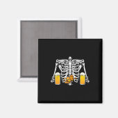 Skeleton Beer Lover Hamburger Pizza Xray Halloween Magnet (Vorderseite/Rückseite)