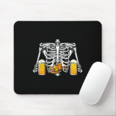 Skeleton Beer Lover Hamburger Pizza Xray Halloween Mousepad (Mit Mouse)