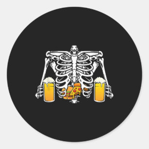 Skeleton Beer Lover Hamburger Pizza Xray Halloween Runder Aufkleber