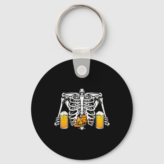 Skeleton Beer Lover Hamburger Pizza Xray Halloween Schlüsselanhänger (Vorderseite)
