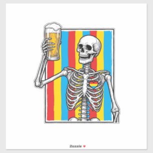Skeleton Beer Rainbow Vintage Gravur-Shirt_1 Aufkleber