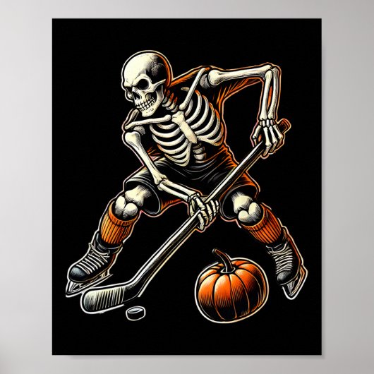 Skeleton beim Eishockeyspiel Poster (Vorne)