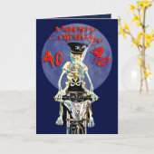 Skeleton biker 40th birthday card karte (Gelbe Blume)