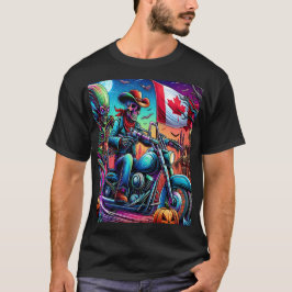 Skeleton Biker's Halloween Adventure T-Shirt
