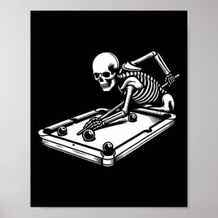Skeleton Billiards Halloween Pool Snooker Billiard Poster