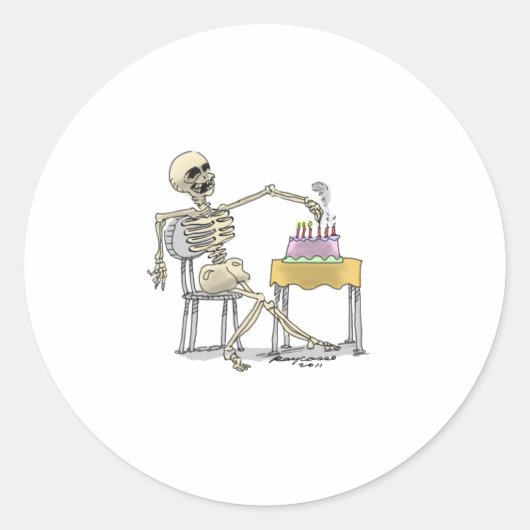 sKeLeToN BiRtHdAy CaKe Runder Aufkleber (Vorderseite)