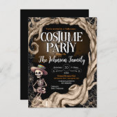 Skeleton Black Halloween Party Einladung (Vorne/Hinten)