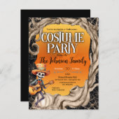 Skeleton Black Halloween Party Einladung (Vorne/Hinten)
