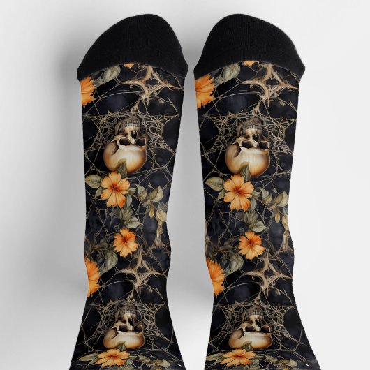 Skeleton Black Pattern Halloween Socken (Oben)