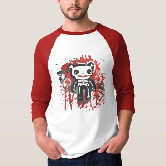 skeleton blutiger Schmutz des Teddybären T-Shirt (Vorderseite)