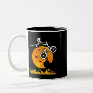 Skeleton BMX Dirt Racing Moon Mens Boys Halloween Zweifarbige Tasse