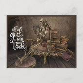 Skeleton Bookworm Girl Postkarte (Vorderseite)
