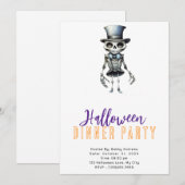Skeleton Bow Krawatte Top Hat Halloween Abendessen Einladung (Vorne/Hinten)