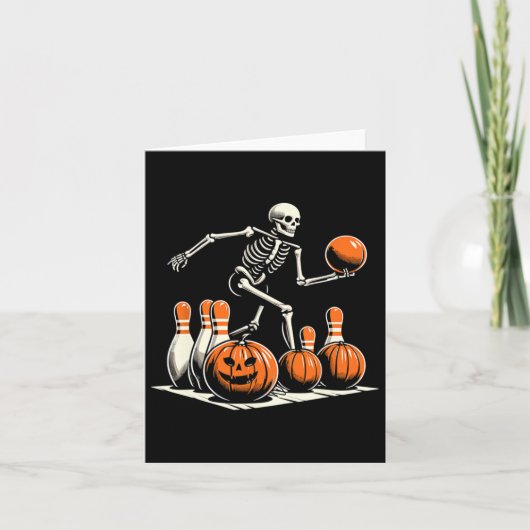 Skeleton Bowling Player Funny Bowler Halloween Karte (Vorderseite)