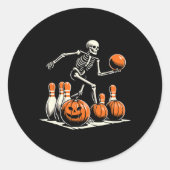 Skeleton Bowling Player Funny Bowler Halloween Runder Aufkleber (Vorderseite)