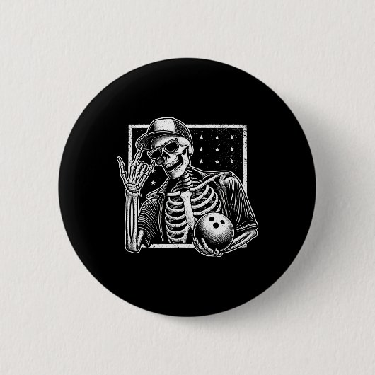 Skeleton Bowling Player Geburtstag Halloween Mens Button (Vorderseite)