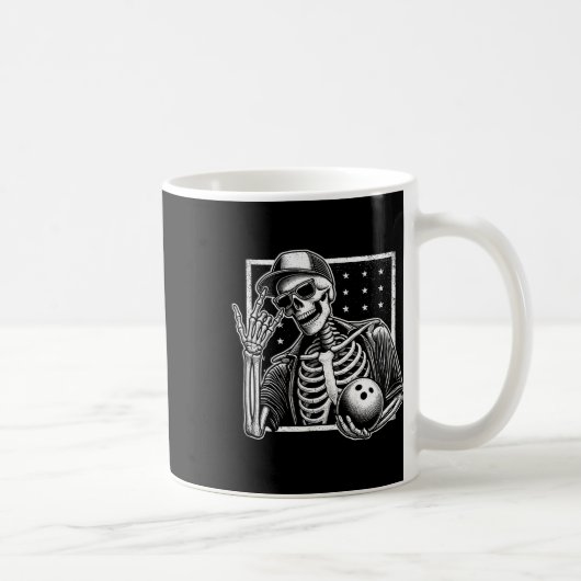 Skeleton Bowling Player Geburtstag Halloween Mens Kaffeetasse (Rechts)