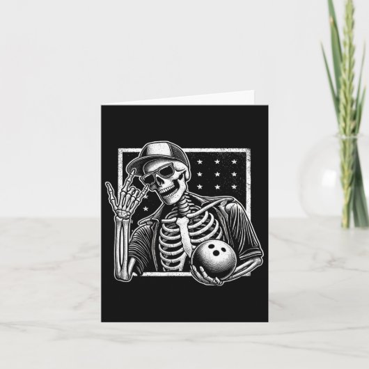Skeleton Bowling Player Geburtstag Halloween Mens Karte (Vorderseite)