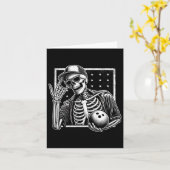 Skeleton Bowling Player Geburtstag Halloween Mens  Karte (Gelbe Blume)