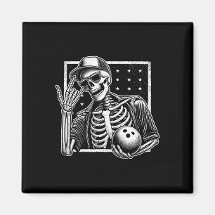 Skeleton Bowling Player Geburtstag Halloween Mens Magnet
