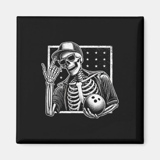 Skeleton Bowling Player Geburtstag Halloween Mens  Magnet (Vorne)