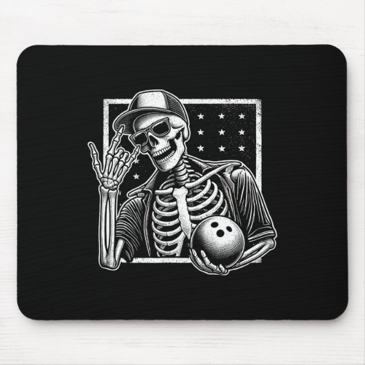 Skeleton Bowling Player Geburtstag Halloween Mens Mousepad (Vorne)