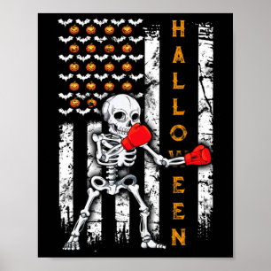 Skeleton Boxen Halloween Boxer Kickboxen MMA USA Poster