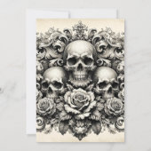 Skeleton Bride & Groom White Tan Wedding Einladung (Rückseite)