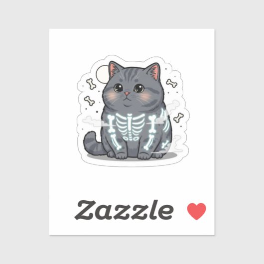 Skeleton Brit - British Shorthair Cat Spooky Aufkleber (Blatt)
