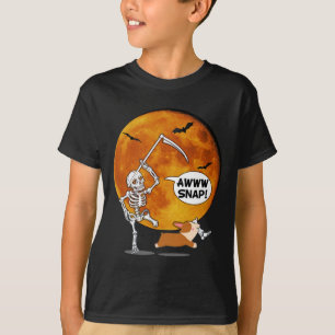 Skeleton Broken Leg Halloween Corgi Sensenmann Scy T-Shirt