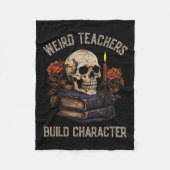 Skeleton Buch Blumenschädel Halloween Lehrerin Fra Fleecedecke (Vorderseite)