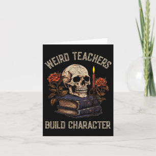 Skeleton Buch Blumenschädel Halloween Lehrerin Fra Karte