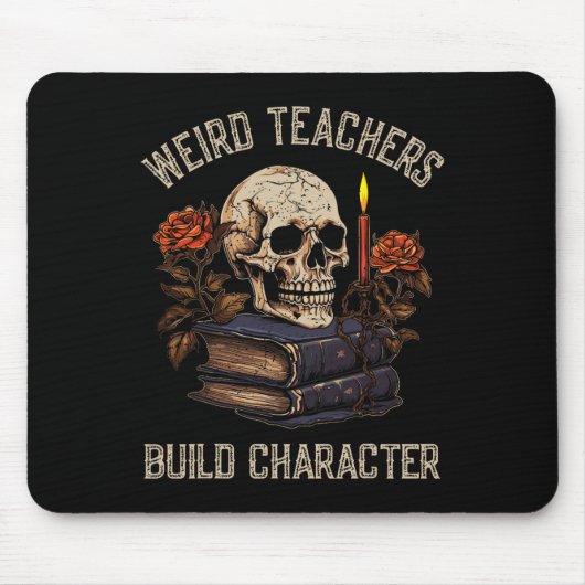 Skeleton Buch Blumenschädel Halloween Lehrerin Fra Mousepad (Vorne)