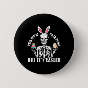 Skeleton Bunny Deside, aber Ostern Funny Funny Wom Button