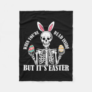 Skeleton Bunny Deside, aber Ostern Funny Funny Wom Fleecedecke