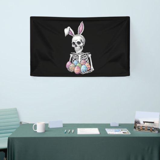 Skeleton Bunny Holding Ostereier Funny Rabbit Banner (Messeveranstaltung)