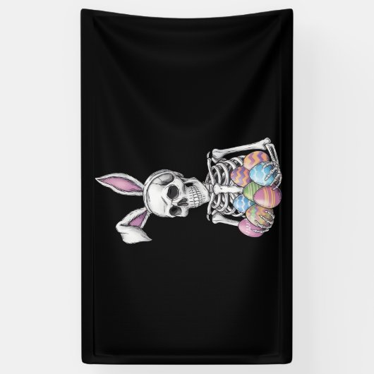 Skeleton Bunny Holding Ostereier Funny Rabbit Banner (Vertikal)