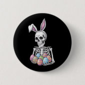 Skeleton Bunny Holding Ostereier Funny Rabbit Button (Vorderseite)