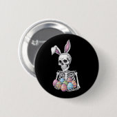 Skeleton Bunny Holding Ostereier Funny Rabbit Button (Vorne & Hinten)