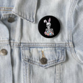 Skeleton Bunny Holding Ostereier Funny Rabbit Button (Beispiel)